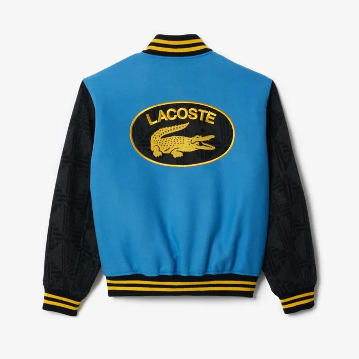 Jackets and Coats MenWomen Lacoste Unisex Contrast Monogram Sleeve Teddy Jacket Blue White Eep