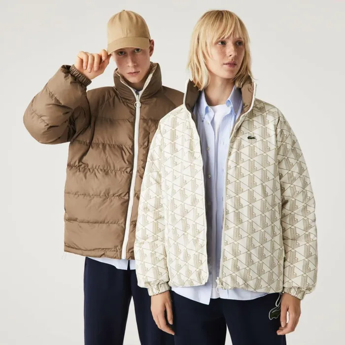 Jackets and Coats MenWomen Lacoste Unisex WaterRepellent Jacket White Beige 7dx
