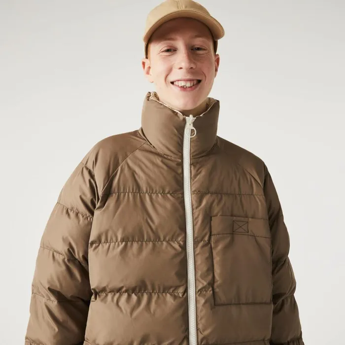Jackets and Coats MenWomen Lacoste Unisex WaterRepellent Jacket White Beige 7dx