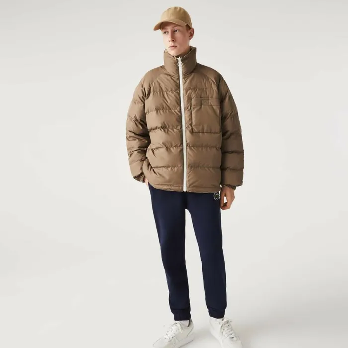 Jackets and Coats MenWomen Lacoste Unisex WaterRepellent Jacket White Beige 7dx