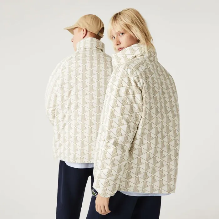 Jackets and Coats MenWomen Lacoste Unisex WaterRepellent Jacket White Beige 7dx