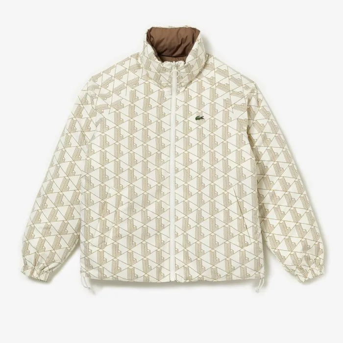 Jackets and Coats MenWomen Lacoste Unisex WaterRepellent Jacket White Beige 7dx