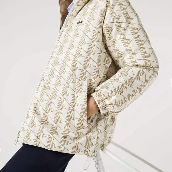 Jackets and Coats MenWomen Lacoste Unisex WaterRepellent Jacket White Beige 7dx