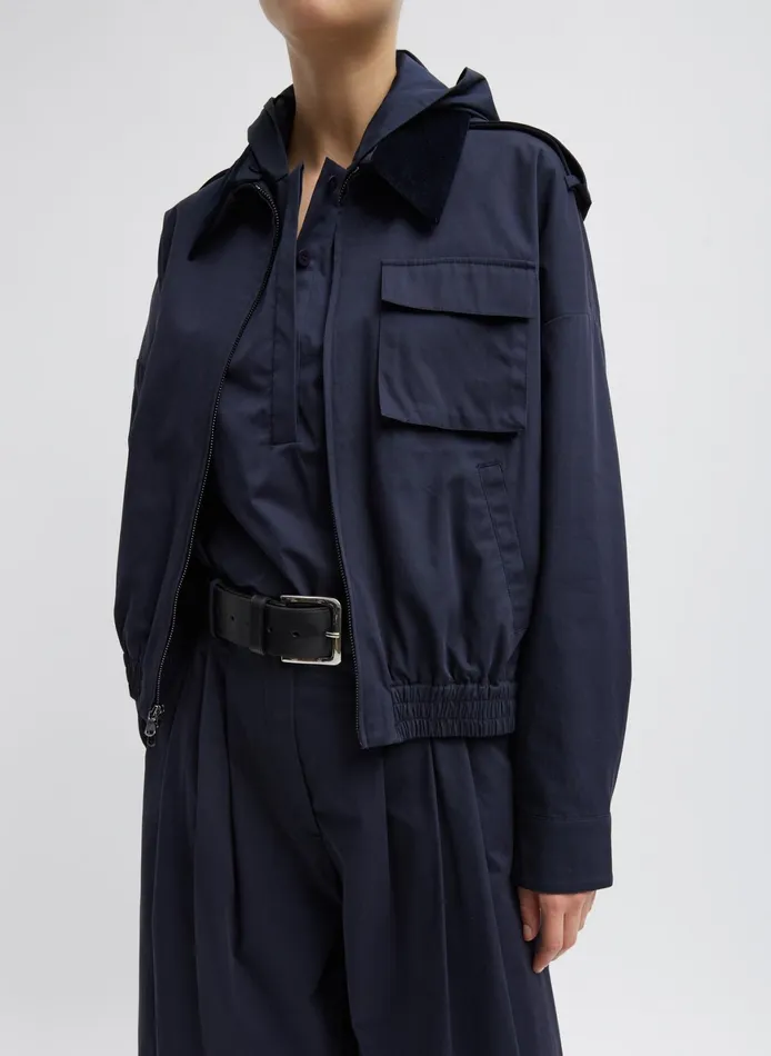 Jackets and Outerwear Women Tibi Bio Twill Bomber Jacket With Removable Corduroy Collar