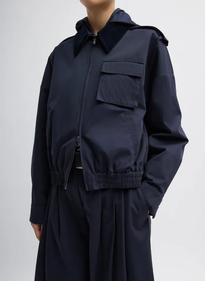 Jackets and Outerwear Women Tibi Bio Twill Bomber Jacket With Removable Corduroy Collar