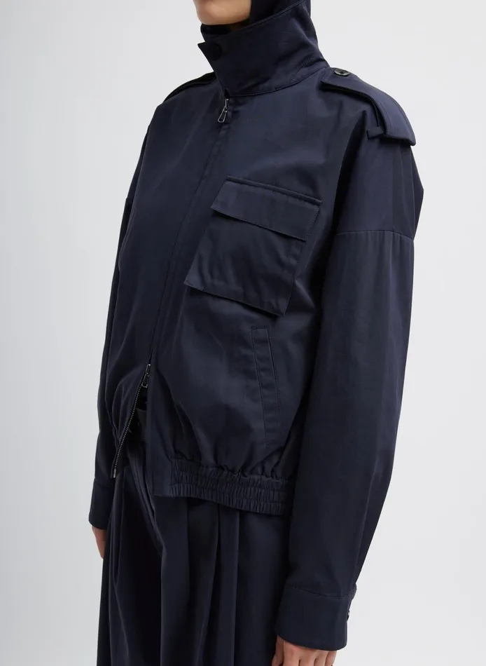 Jackets and Outerwear Women Tibi Bio Twill Bomber Jacket With Removable Corduroy Collar