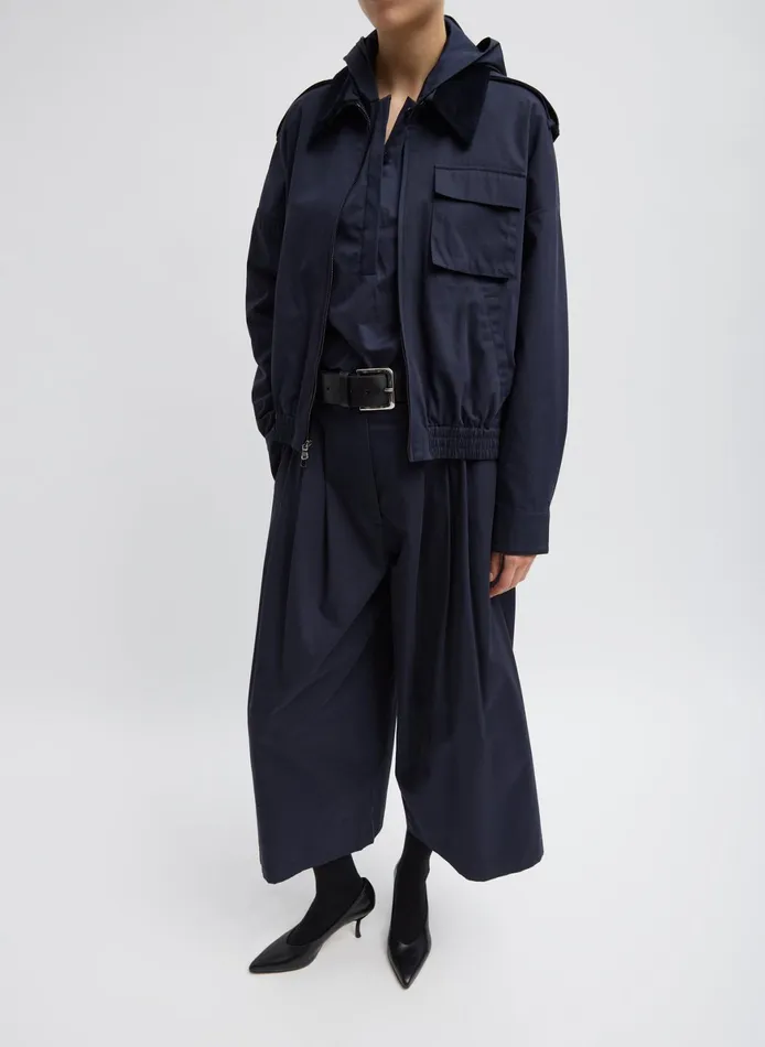 Jackets and Outerwear Women Tibi Bio Twill Bomber Jacket With Removable Corduroy Collar