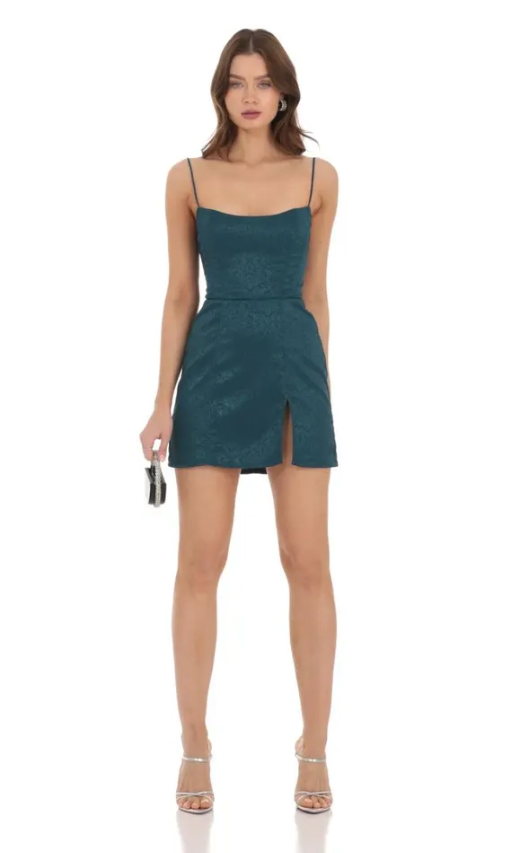 Jacquard Corset Dress Teal Women LUCY IN THE SKY Mini Dresses Jacquard Corset Dress Teal Women LUCY IN THE SKY Mini Dresses