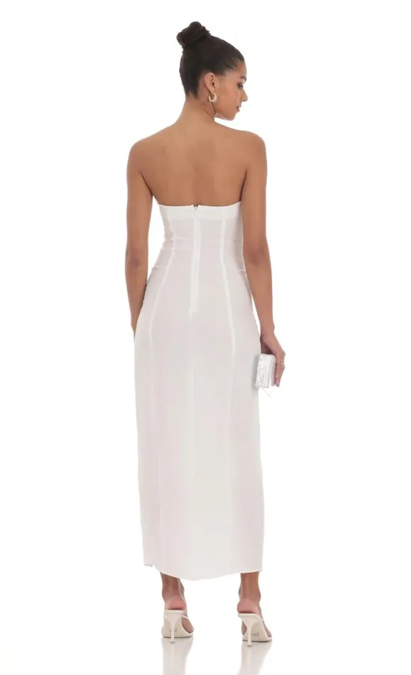 Jacquard Strapless Maxi Dress White Women LUCY IN THE SKY Maxi Dresses Jacquard Strapless Maxi Dress White Women LUCY IN THE SKY Maxi Dresses
