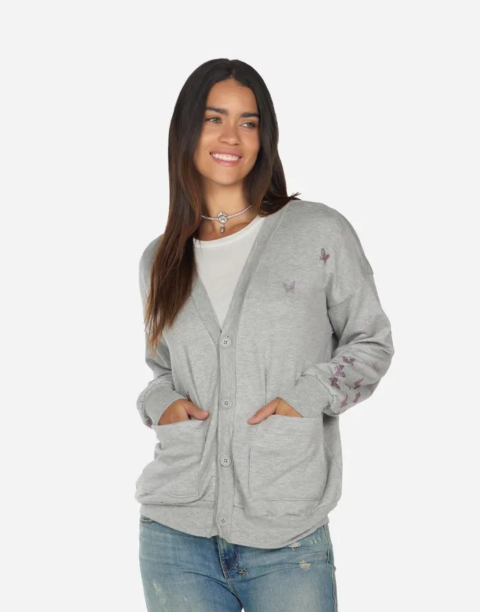 Jamila Butterfly Lip Heather Grey Women Lauren Moshi Sweaters and Knits