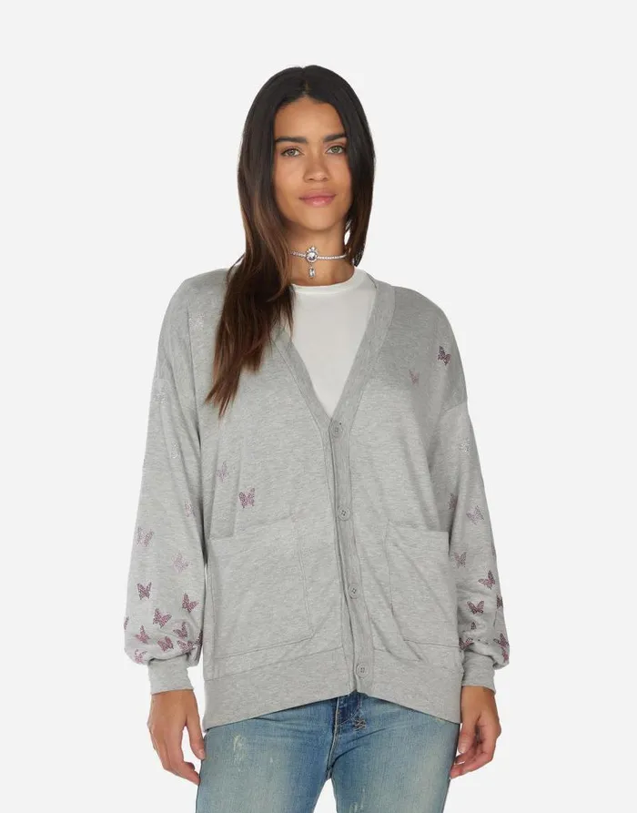 Jamila Butterfly Lip Heather Grey Women Lauren Moshi Sweaters and Knits