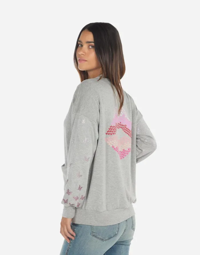 Jamila Butterfly Lip Heather Grey Women Lauren Moshi Sweaters and Knits
