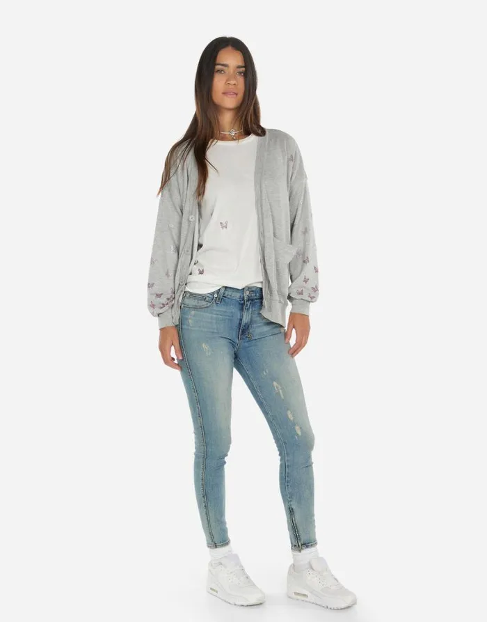 Jamila Butterfly Lip Heather Grey Women Lauren Moshi Sweaters and Knits