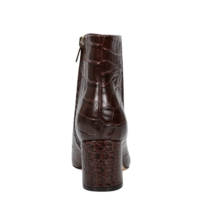 Jarli Pointy Ankle Bootie Brown Croco Leather Women Booties Marc Fisher