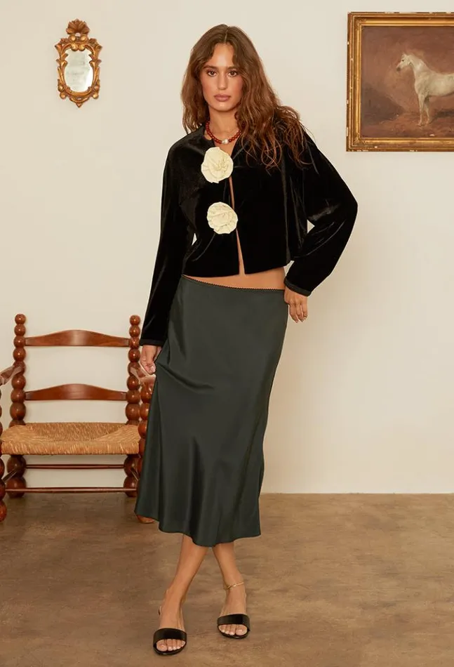 Javiera Velvet Jacket With Rosettes Women Ciao Lucia Long Sleeve Tops