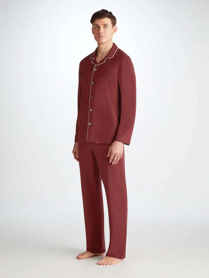 Jersey Pajamas Men Derek Rose Pajamas Basel Micro Modal Stretch Burgundy