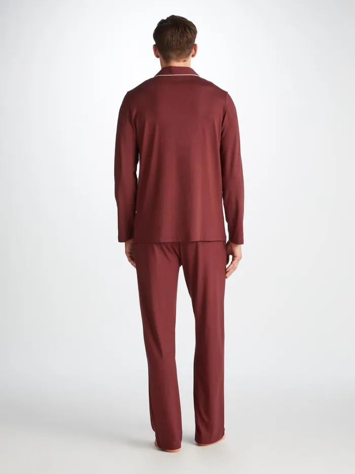 Jersey Pajamas Men Derek Rose Pajamas Basel Micro Modal Stretch Burgundy