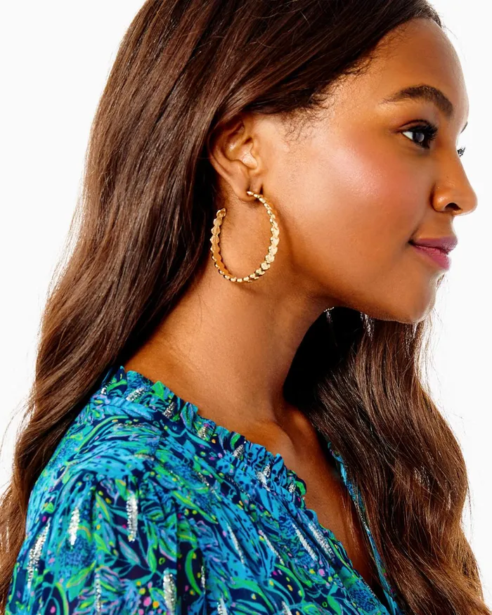 Jewelry WomenHome and Gifts Lilly Pulitzer Purrfection Hoop Earrings Gold Metallic