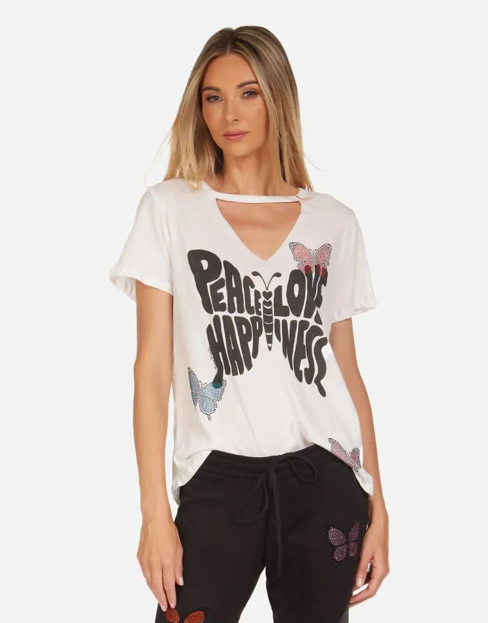 Jhene Crystal Love Butterfly Milk Women Lauren Moshi Short Sleeve