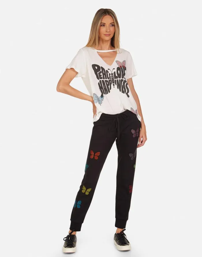 Jhene Crystal Love Butterfly Milk Women Lauren Moshi Short Sleeve