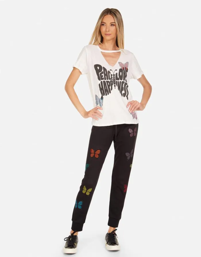 Jhene Crystal Love Butterfly Milk Women Lauren Moshi Short Sleeve