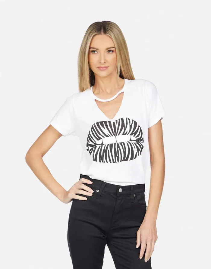 Jhene Zebra Lip White Women Lauren Moshi Short Sleeve