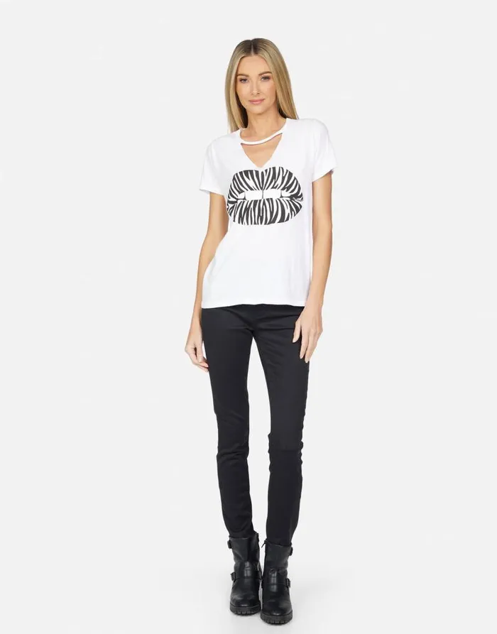Jhene Zebra Lip White Women Lauren Moshi Short Sleeve