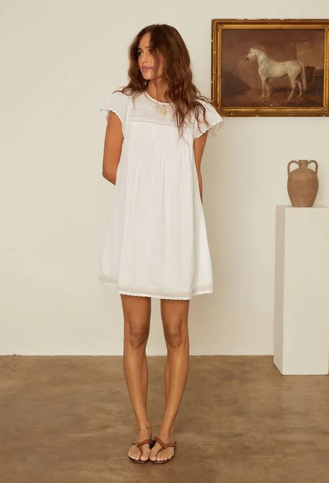 Joelle Cap Sleeved Cotton Mini Dress Women Ciao Lucia White Dresses
