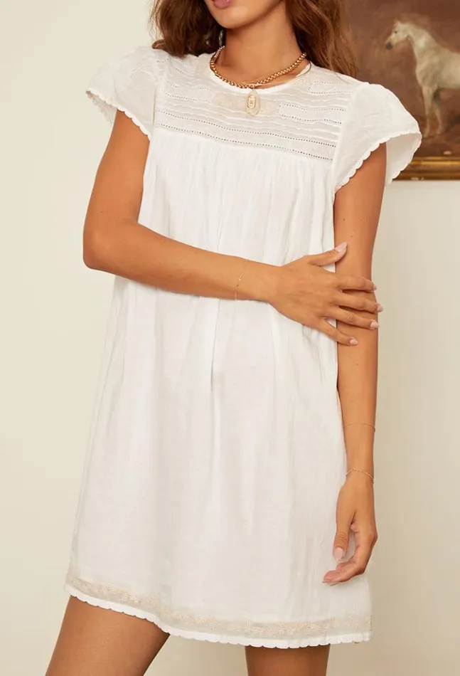 Joelle Cap Sleeved Cotton Mini Dress Women Ciao Lucia White Dresses