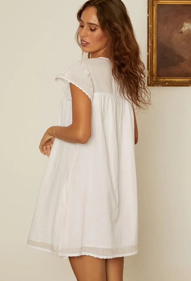 Joelle Cap Sleeved Cotton Mini Dress Women Ciao Lucia White Dresses