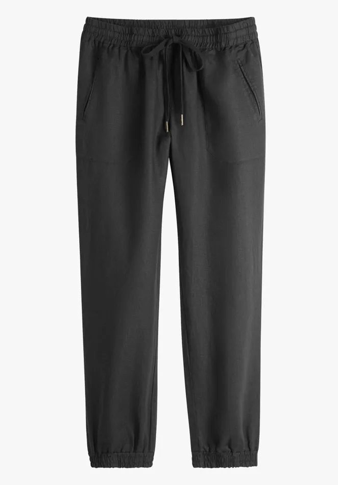 Joggers and Leggings Women Hush Cropped Linen Joggers Washed Black