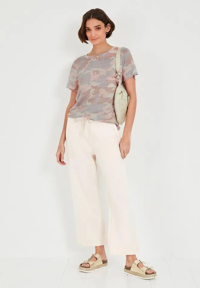 Joggers and Leggings Women Hush Cropped Wide Leg Joggers Off White
