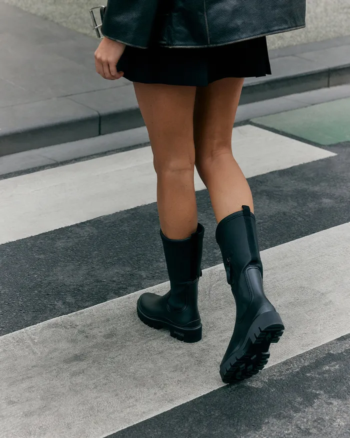 jomercer LONG BOOTS Women Mink calf boots black rubber