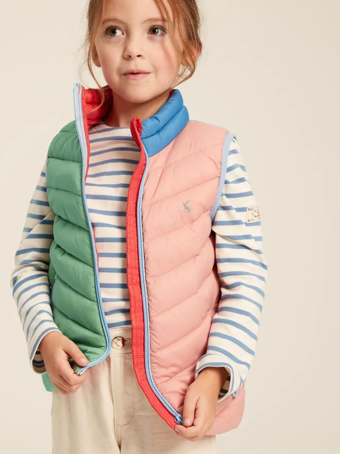 Joules Coats and Jackets Girls Pink Hotchpotch Showerproof Quilted Gilet
