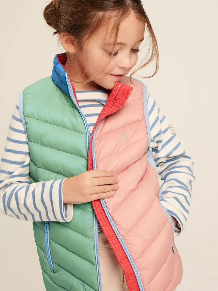 Joules Coats and Jackets Girls Pink Hotchpotch Showerproof Quilted Gilet