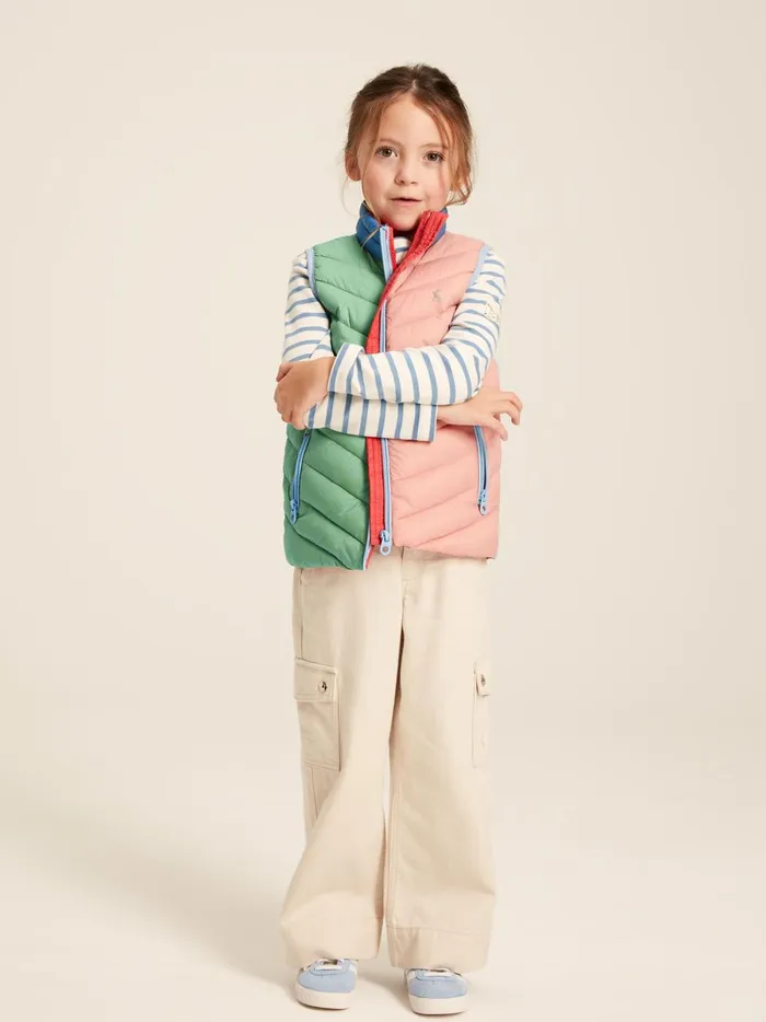 Joules Coats and Jackets Girls Pink Hotchpotch Showerproof Quilted Gilet