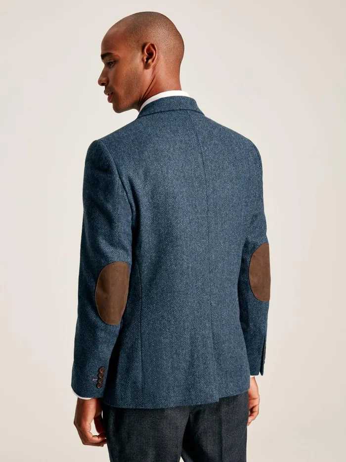 Joules Coats and Jackets Men Blue Wool Herringbone Blazer