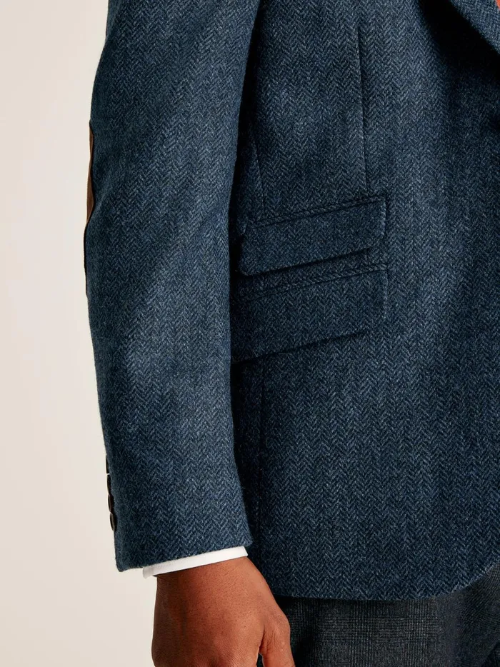 Joules Coats and Jackets Men Blue Wool Herringbone Blazer