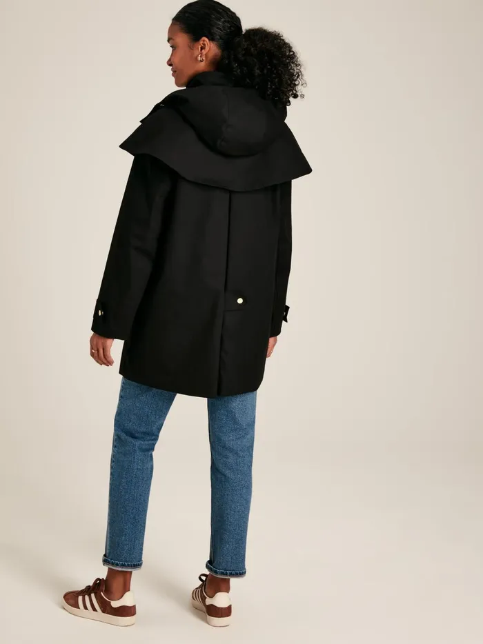 Joules Coats and Jackets Women Black Waterproof Hooded Raincoat With Cape