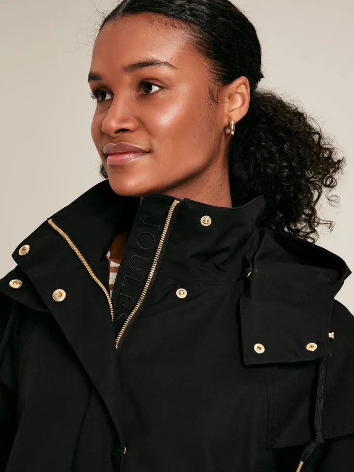 Joules Coats and Jackets Women Black Waterproof Hooded Raincoat With Cape