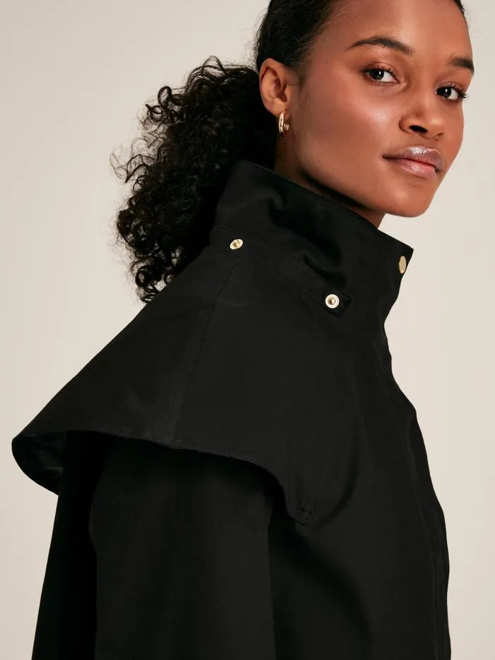 Joules Coats and Jackets Women Black Waterproof Hooded Raincoat With Cape