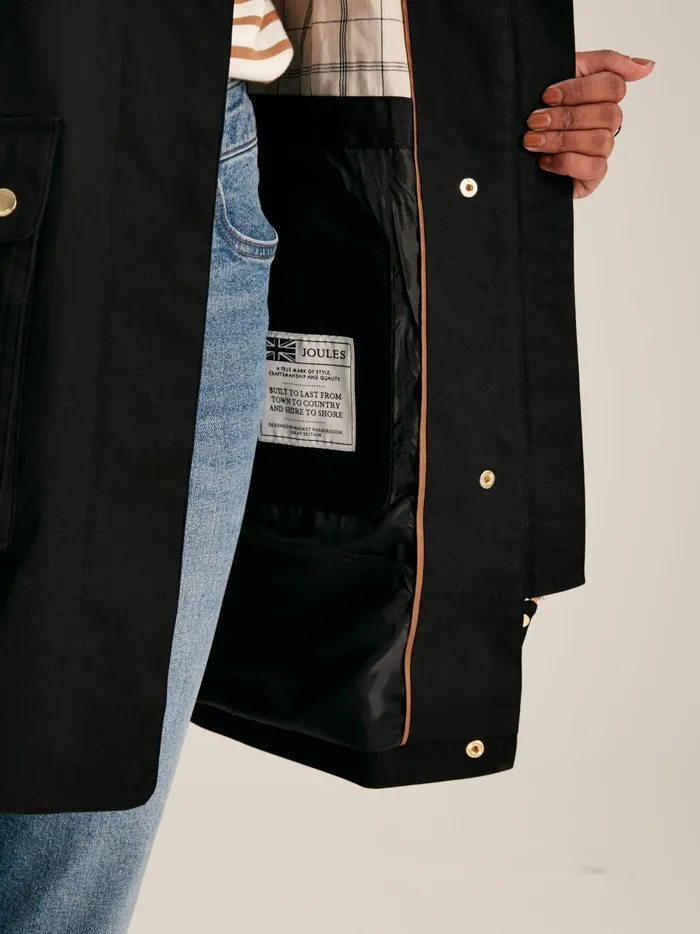 Joules Coats and Jackets Women Black Waterproof Hooded Raincoat With Cape