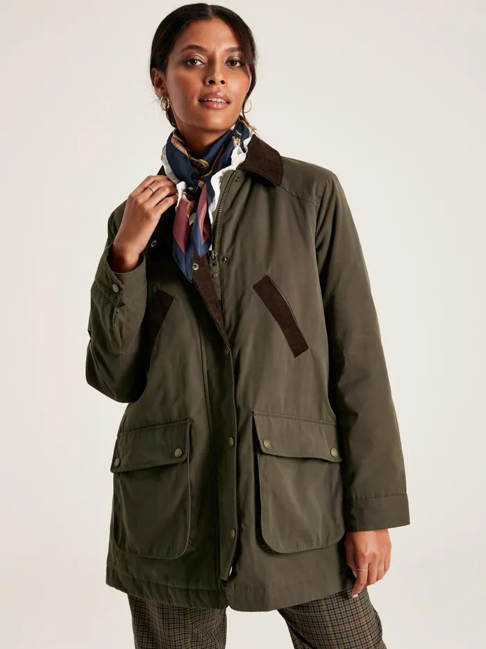 Joules Coats and Jackets Women Dark Green Showerproof Dry Wax Jacket