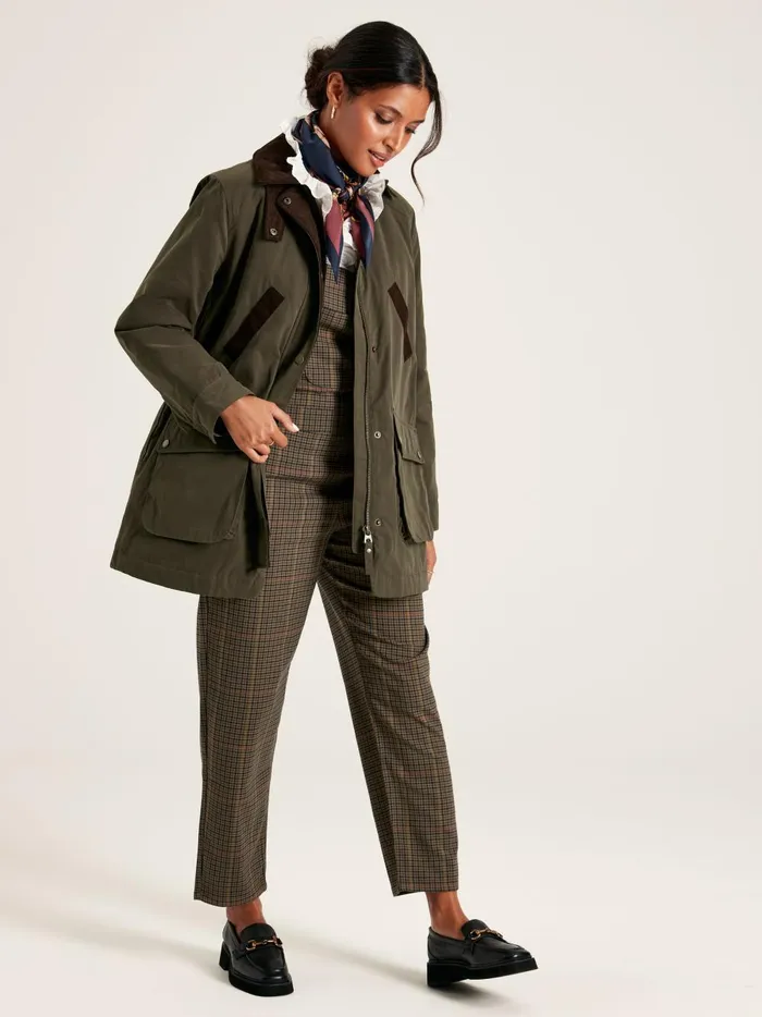 Joules Coats and Jackets Women Dark Green Showerproof Dry Wax Jacket