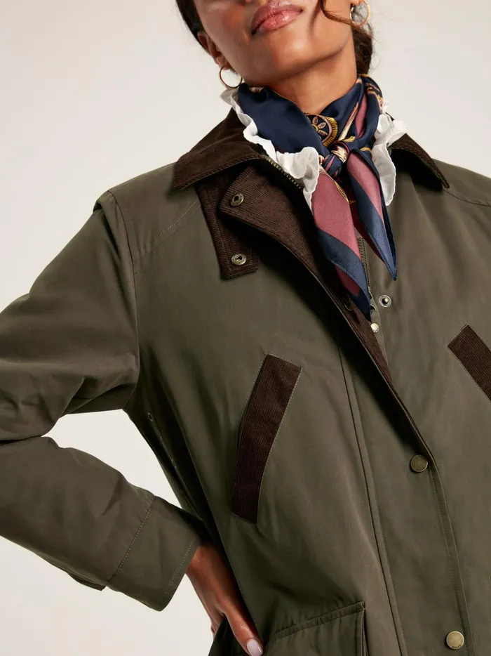 Joules Coats and Jackets Women Dark Green Showerproof Dry Wax Jacket