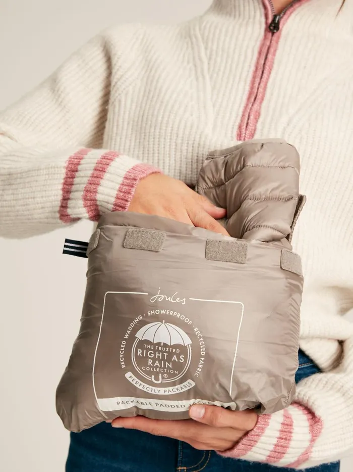 Joules Coats and Jackets Women Silver Tone Showerproof Packable Padded Jacket