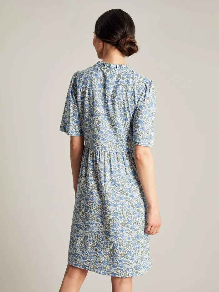 Joules Dresses Women Blue Frill Neckline Short Dress