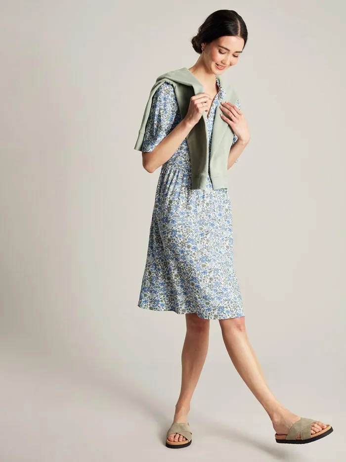 Joules Dresses Women Blue Frill Neckline Short Dress