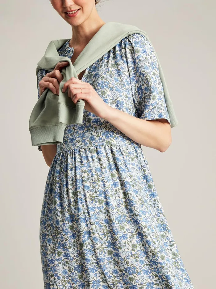 Joules Dresses Women Blue Frill Neckline Short Dress