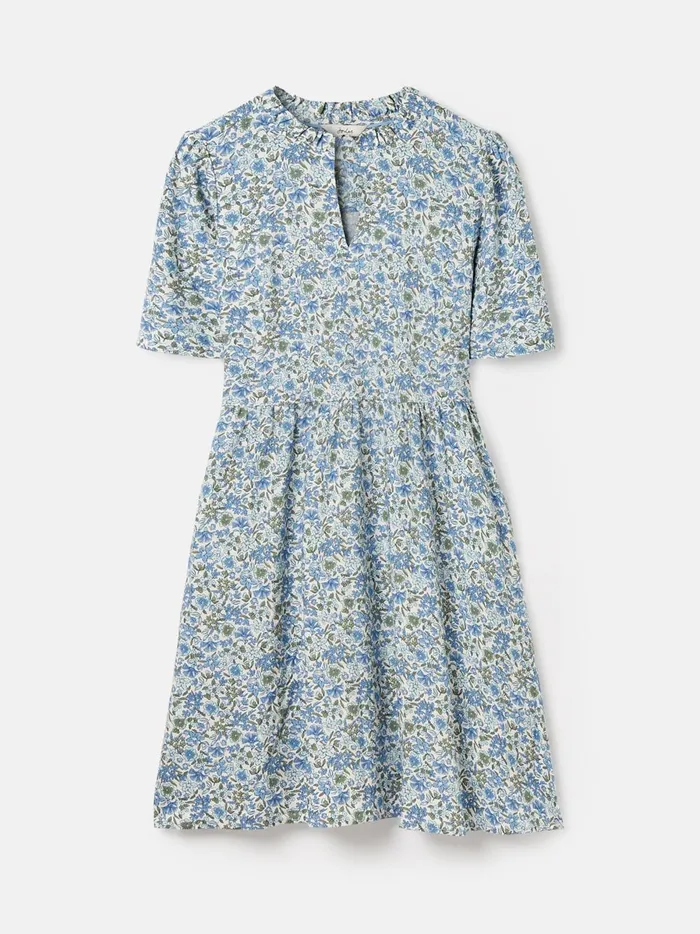 Joules Dresses Women Blue Frill Neckline Short Dress